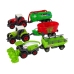 Farm Machinery Set Tractors and Combine with Trailers Green and red