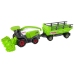 Farm Machinery Set Tractors and Combine with Trailers Green and red