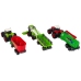 Farm Machinery Set Tractors and Combine with Trailers Green and red