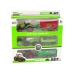 Farm Machinery Set Tractors and Combine with Trailers Green and red