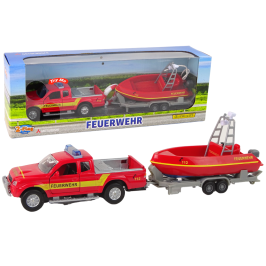 Off-road car Fire Brigade with Motorboat Red Sound 510615