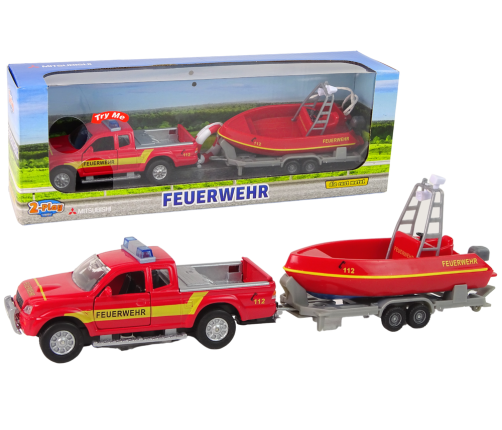 Off-road car Fire Brigade with Motorboat Red Sound 510615