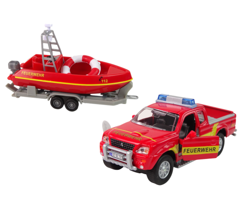 Off-road car Fire Brigade with Motorboat Red Sound 510615