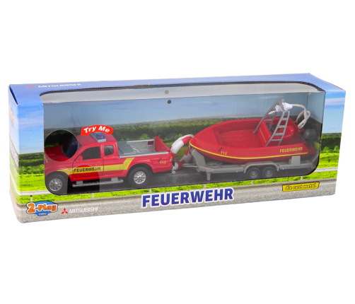 Off-road car Fire Brigade with Motorboat Red Sound 510615