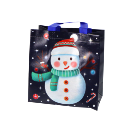 Gift Bag in Dark Color Snowman Motif 23cm x 21.5cm x 11cm