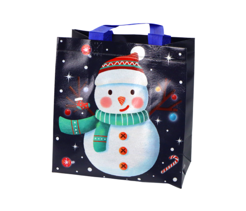 Gift Bag in Dark Color Snowman Motif 23cm x 21.5cm x 11cm