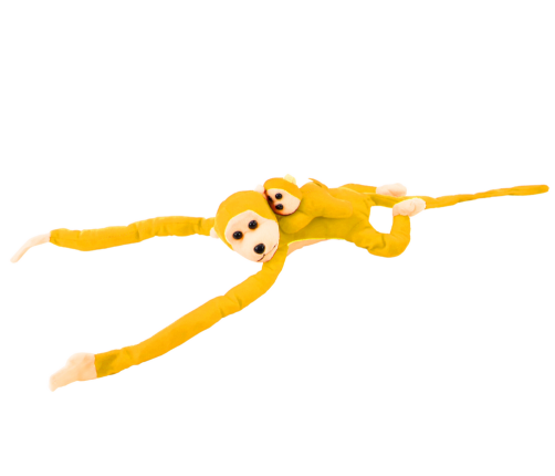 Mascot Plush Monkey with Baby, Yellow 70 cm