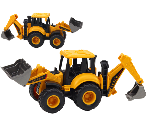 Construction Vehicle Excavator Two Buckets Adjustment Yellow