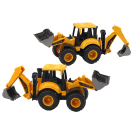 Construction Vehicle Excavator Two Buckets Adjustment Yellow