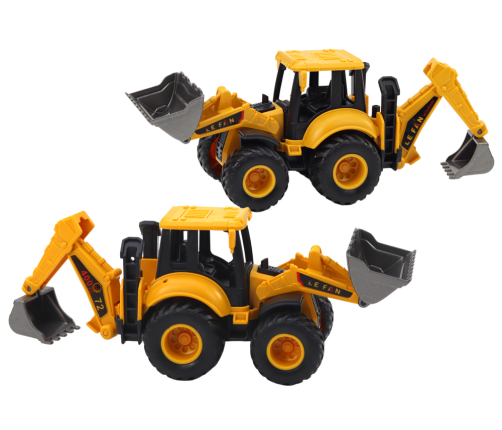 Construction Vehicle Excavator Two Buckets Adjustment Yellow