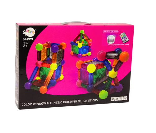 Set of Magnetic Blocks with Illumination 54 Elements