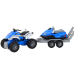 Quad with a trailer for transporting a boat and a jet ski