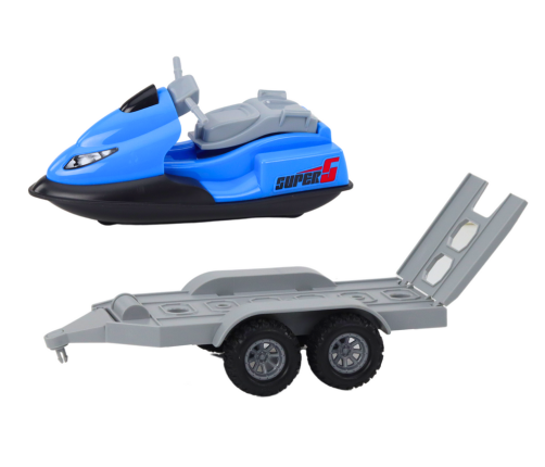 Quad with a trailer for transporting a boat and a jet ski