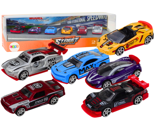 Spring Set 1:64 Sports Cars Metal Vehicles Mix 6 pcs.