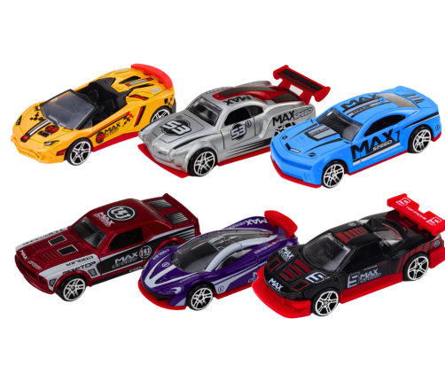 Spring Set 1:64 Sports Cars Metal Vehicles Mix 6 pcs.