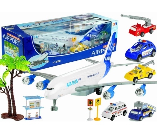 Big Airport Set Airplane 55 cm + Cars + Figures