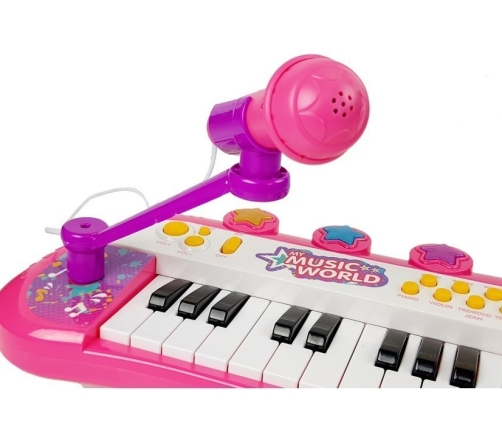 Keyboard Piano 24 Keys USB Microphone Pink