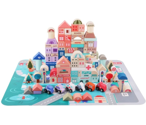 Set of Wooden Blocks City Letters Puzzle 115 Pieces