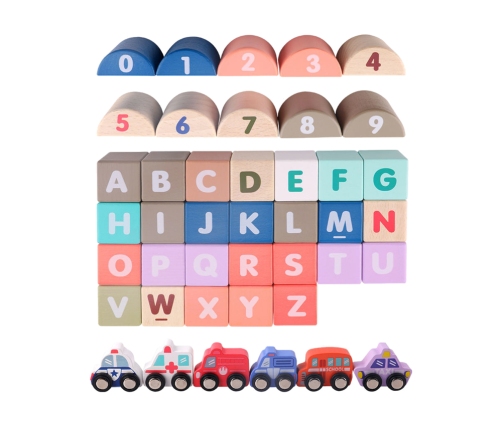 Set of Wooden Blocks City Letters Puzzle 115 Pieces