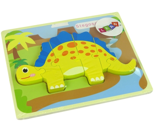 Wooden Puzzle Dinosaur Stegosaurus Yellow