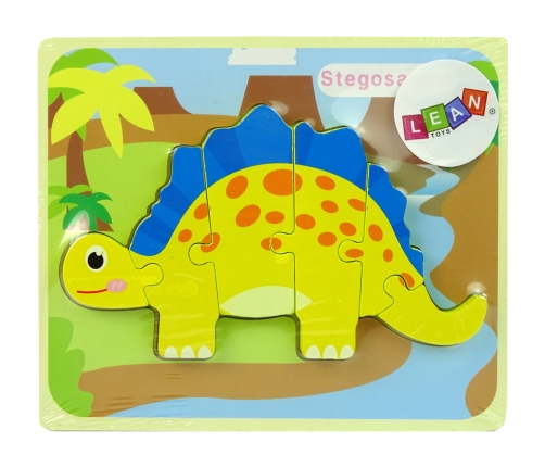 Wooden Puzzle Dinosaur Stegosaurus Yellow