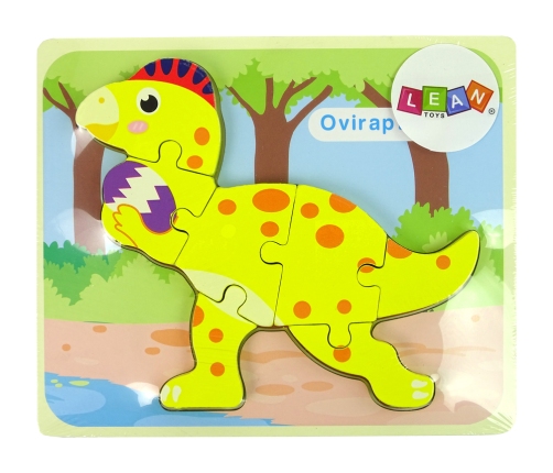 Wooden Puzzle Dinosaur Stegosaurus Yellow