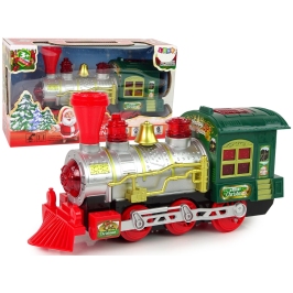 Christmas Locomotive Lights Sound Green Battery Operated