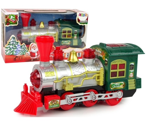 Christmas Locomotive Lights Sound Green Battery Operated