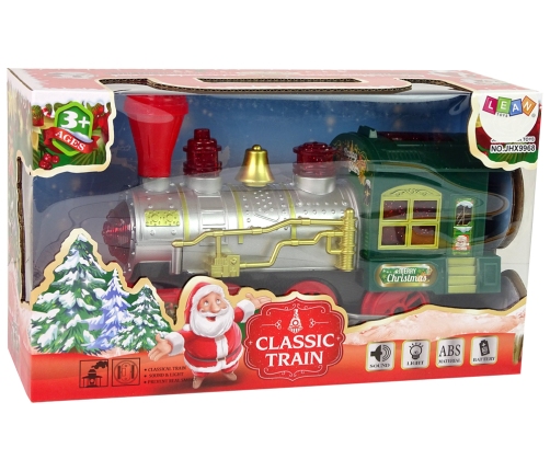 Christmas Locomotive Lights Sound Green Battery Operated