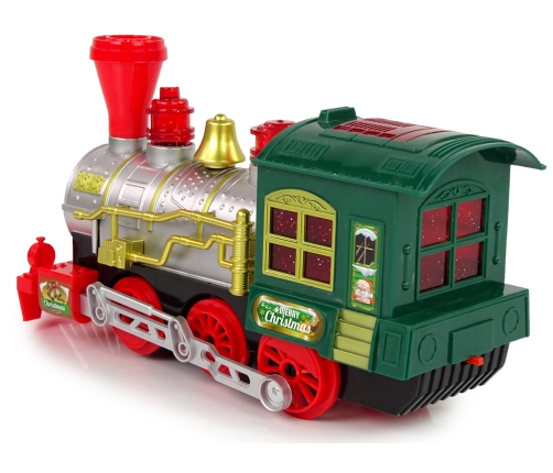 Christmas Locomotive Lights Sound Green Battery Operated