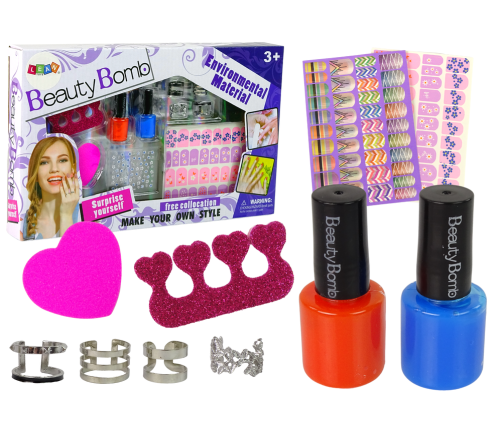 Nail Painting Set Nail Lacquers Glitter Stickers Rings