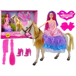 Princess Doll with White Pony Figures Accessories.