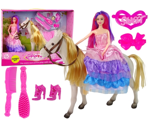 Princess Doll with White Pony Figures Accessories.