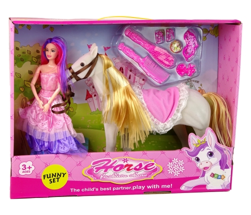 Princess Doll with White Pony Figures Accessories.