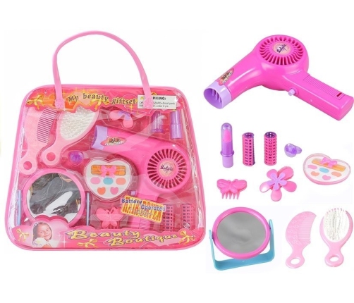 Girls Beauty Kit Hair Accessories Set Realistic Hairdryer In A Bag