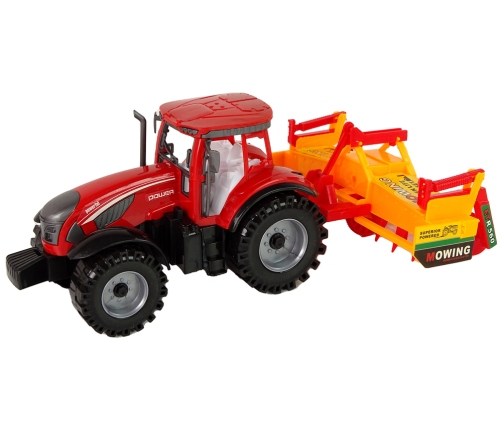 Red Tractor with Orange Cultivator Drive