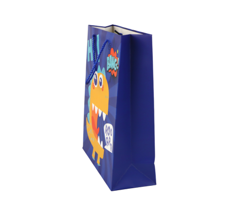 Blue Dinosaur Paper Gift Bag 41.5cm x 30cm x 12cm