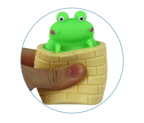 Anti-stress Toy Green Frog Jumping out of the Barrel