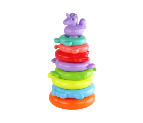 Pyramid Unicorn Puzzle 8 Circles Colorful 29cm x 14cm x 14cm