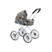 Doll Stroller Large Wheels Foldable Stars Gray