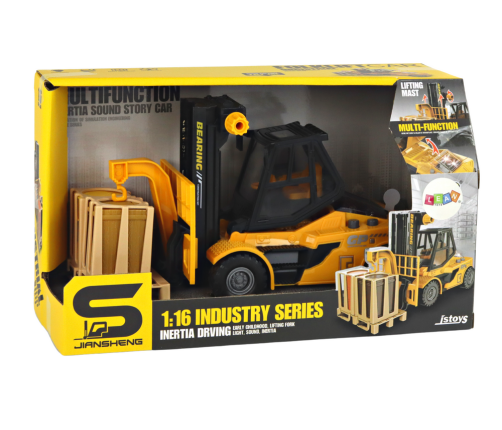 Yellow Forklift 1:16 Moving Forks Sounds Lights