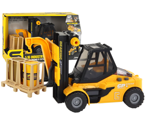 Yellow Forklift 1:16 Moving Forks Sounds Lights