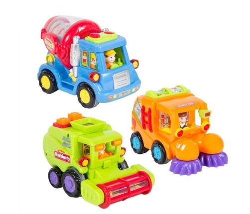 Cartoon Cars - Combine-Harvester, Trash Truck, Mixer Truck