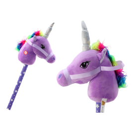 Plush Unicorn Head On A Stick Hobby Horse Purple Unicorn sounds