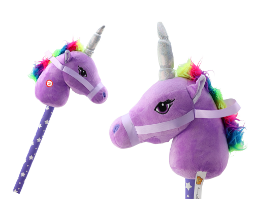 Plush Unicorn Head On A Stick Hobby Horse Purple Unicorn sounds