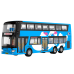 Double-decker Tour Bus 1:42 Metal Lights Blue