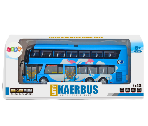 Double-decker Tour Bus 1:42 Metal Lights Blue