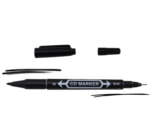 Set of Double-Sided Waterproof Markers for CDs Black 10pcs.