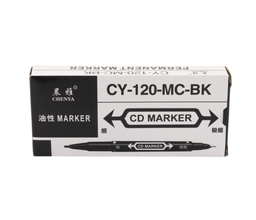 Set of Double-Sided Waterproof Markers for CDs Black 10pcs.