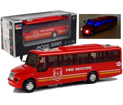 Fire Rescue Bus Die Cast Model Red with Lights